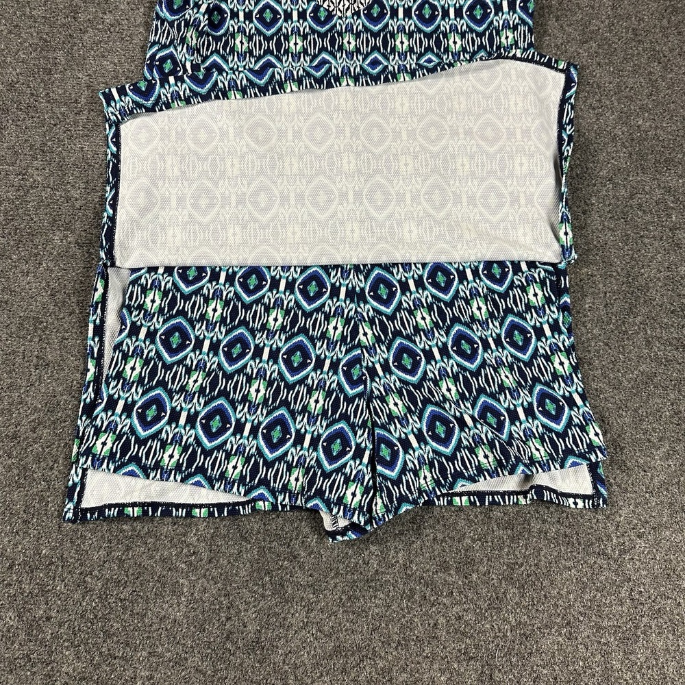 Tommy Bahama Ikat Beach Split-Neck Romper Dress  W/under Shorts Blue Sz Medium - Picture 5 of 11